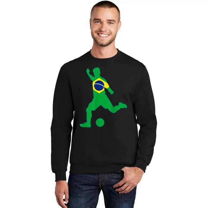 Brazil Flag Soccer Player Brasil Futbol Brazilian Football Tall Sweatshirt