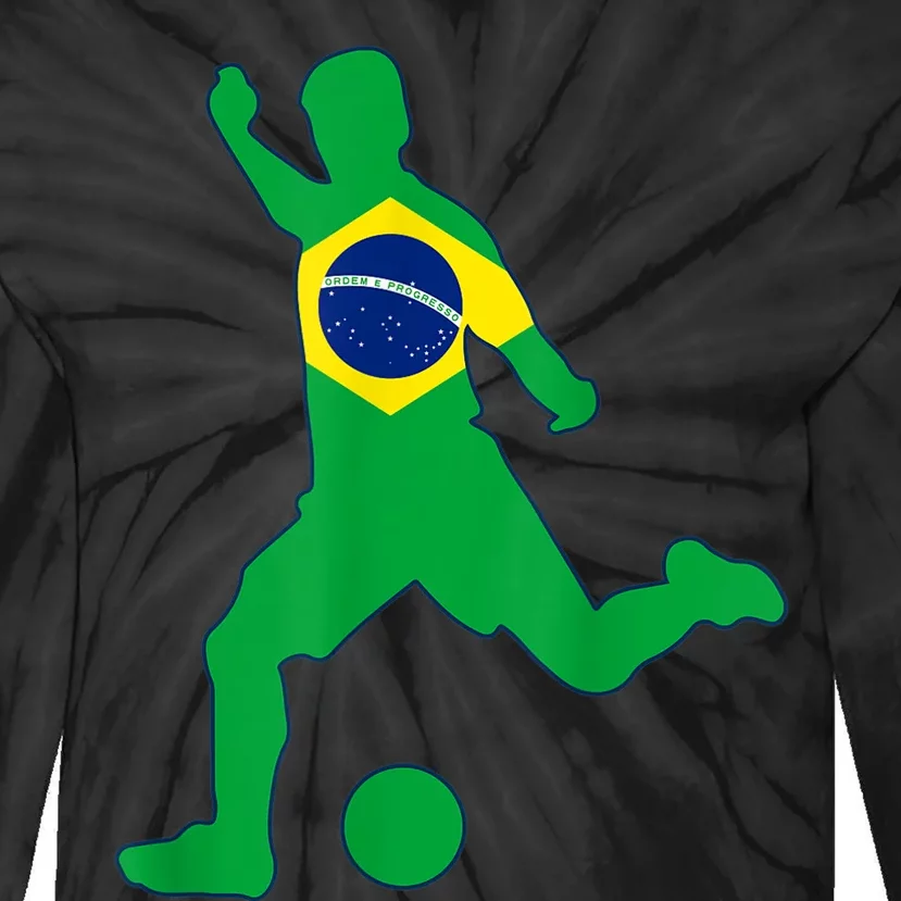 Brazil Flag Soccer Player Brasil Futbol Brazilian Football Tie-Dye Long Sleeve Shirt