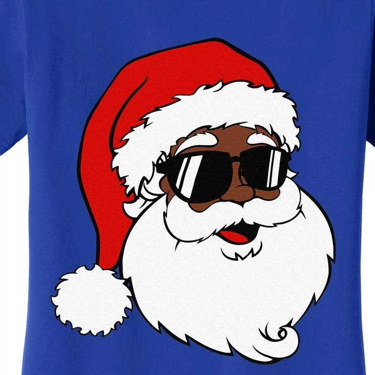 Black Funny Santa Claus Sunglasses Christmas Xmas Women's T-Shirt