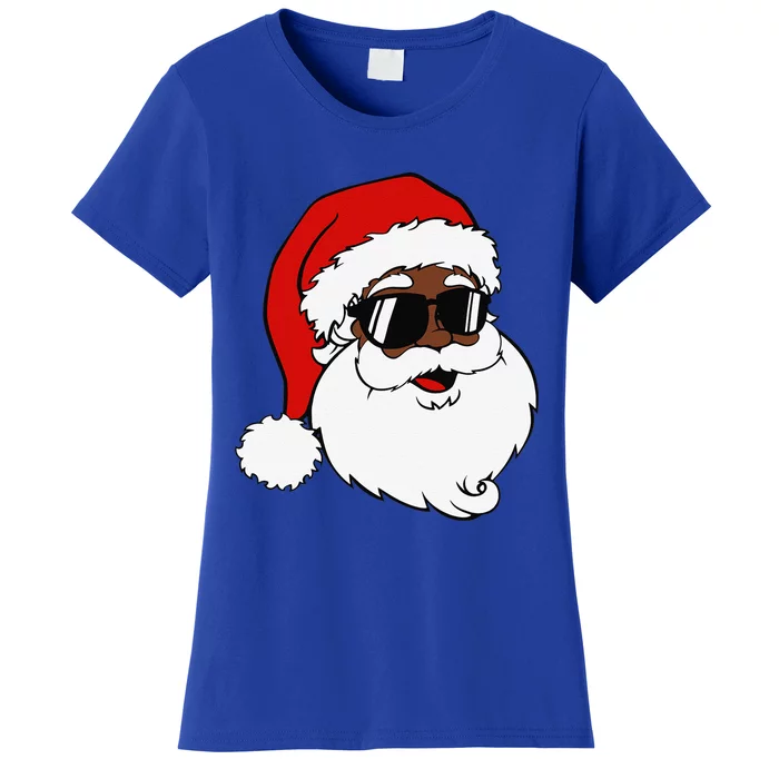 Black Funny Santa Claus Sunglasses Christmas Xmas Women's T-Shirt