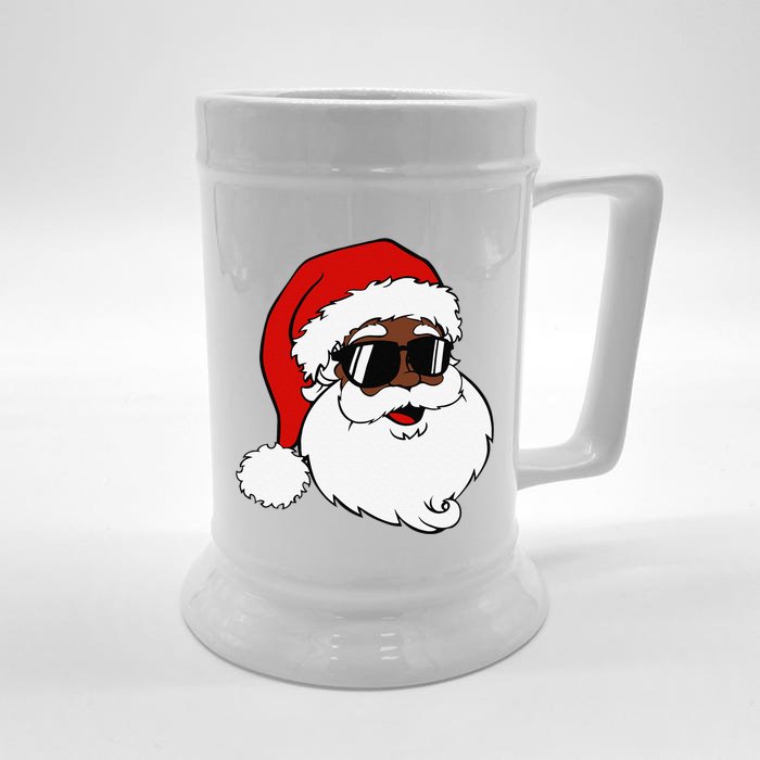 Black Funny Santa Claus Sunglasses Christmas Xmas Front & Back Beer Stein