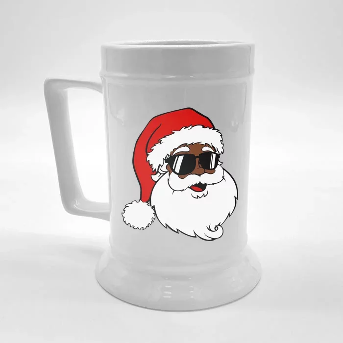 Black Funny Santa Claus Sunglasses Christmas Xmas Front & Back Beer Stein