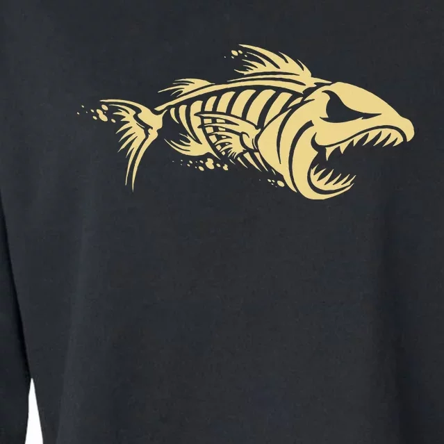 Bone Fish Skeleton Cropped Pullover Crew