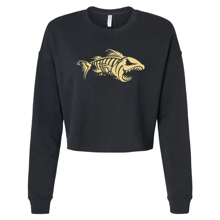 Bone Fish Skeleton Cropped Pullover Crew