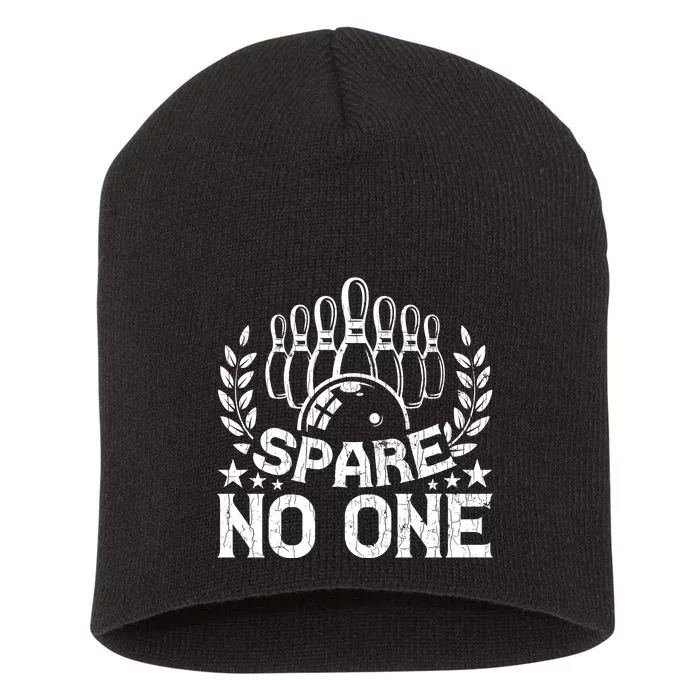 Bowling Funny Spare No One Graphic For Bowlers Gift Short Acrylic Beanie