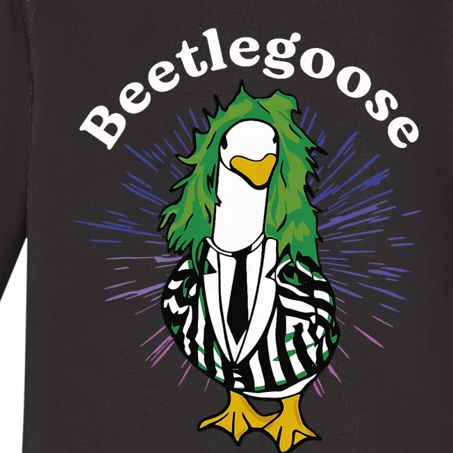 Beetlegoose Funny Silly Goose Spooky Design Baby Long Sleeve Bodysuit