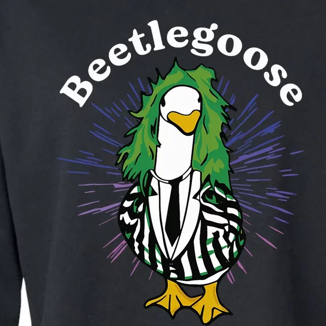 Beetlegoose Funny Silly Goose Spooky Design Cropped Pullover Crew