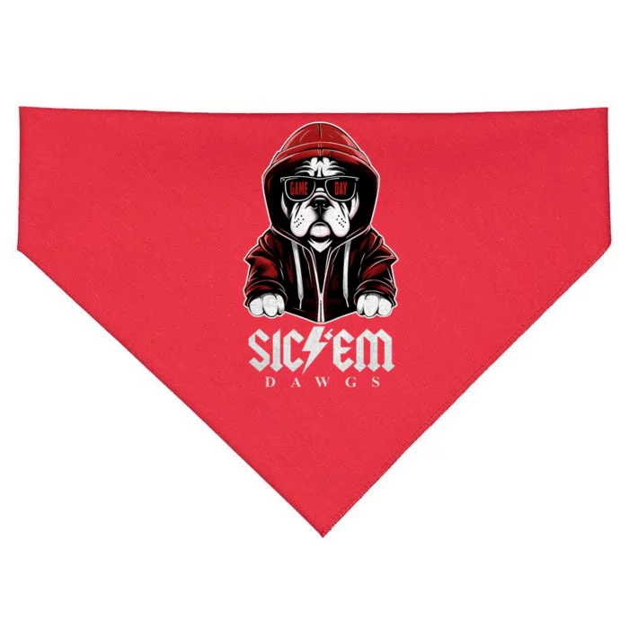 Bulldogs Football Spirit Game Day Vintage Retro Sports Lover USA-Made Doggie Bandana