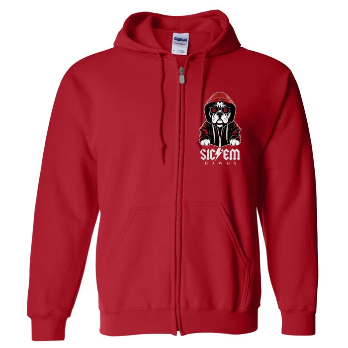 Bulldogs Football Spirit Game Day Vintage Retro Sports Lover Full Zip Hoodie