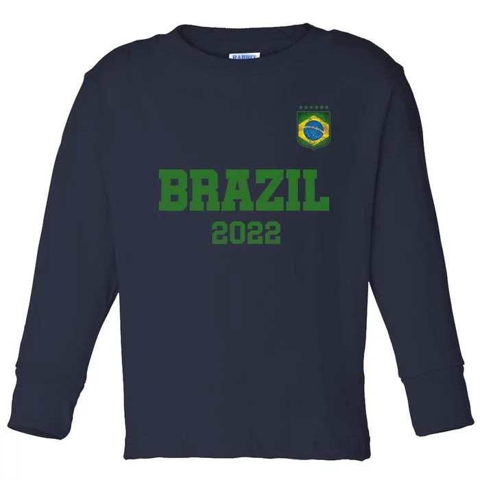 Brazil Flag Soccer Player Jersey Support Brazil Toddler Long Sleeve Shirt