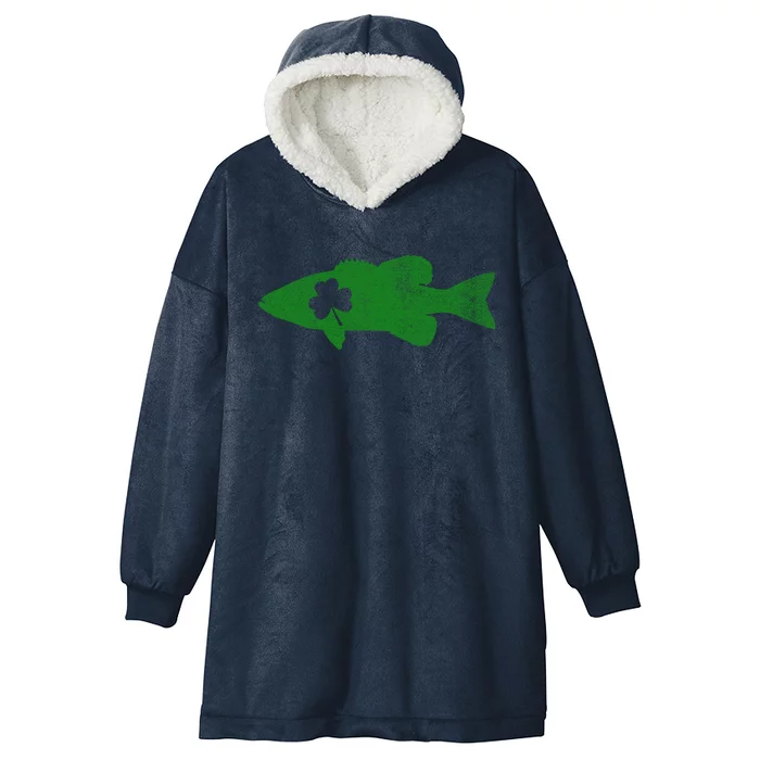 Bass Fishing St Patrick's Day Shamrock Fisher Dog Gift Meaningful Gift Hooded Wearable Blanket