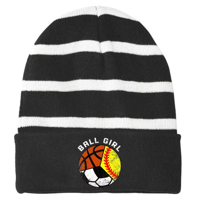 Ball Funny Softball Soccer Basketball Player Striped Beanie with Solid Band