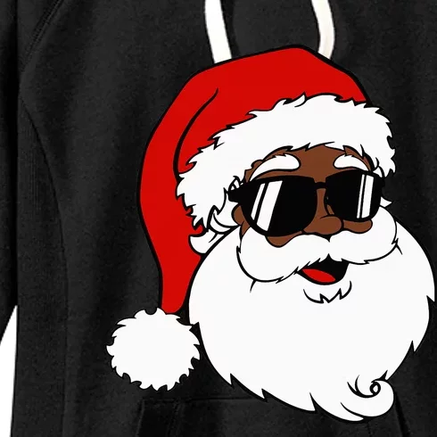 Black Funny Santa Claus Sunglasses Christmas Xmas Women's Fleece Hoodie