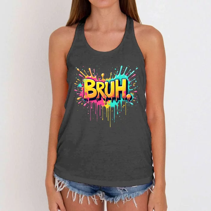 Bruh Funny Saying Meme Bro Women's Knotted Racerback Tank