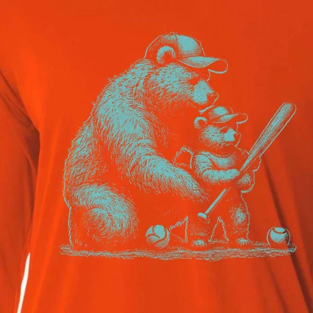 Baseball Funny Sport Baseball Vibes Papa Bear Great Gift Cooling Performance Long Sleeve Crew