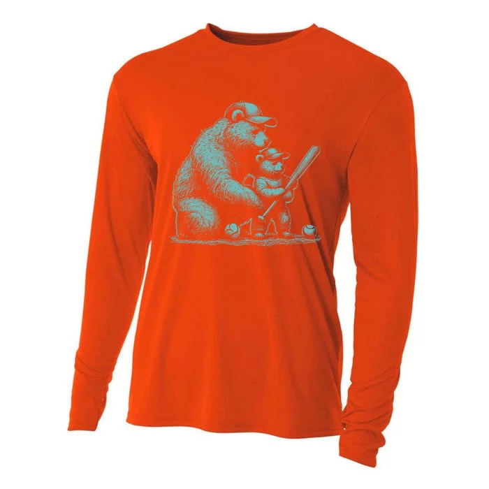 Baseball Funny Sport Baseball Vibes Papa Bear Great Gift Cooling Performance Long Sleeve Crew