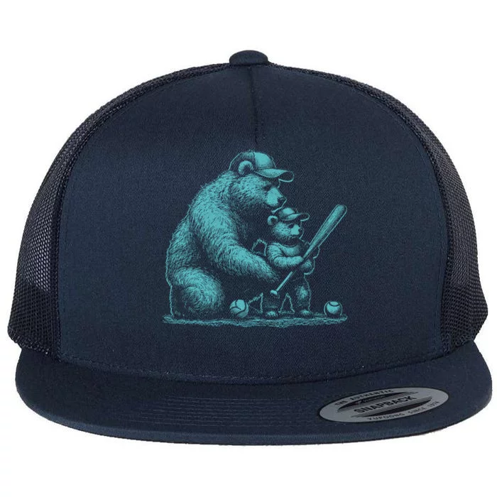 Baseball Funny Sport Baseball Vibes Papa Bear Great Gift Flat Bill Trucker Hat