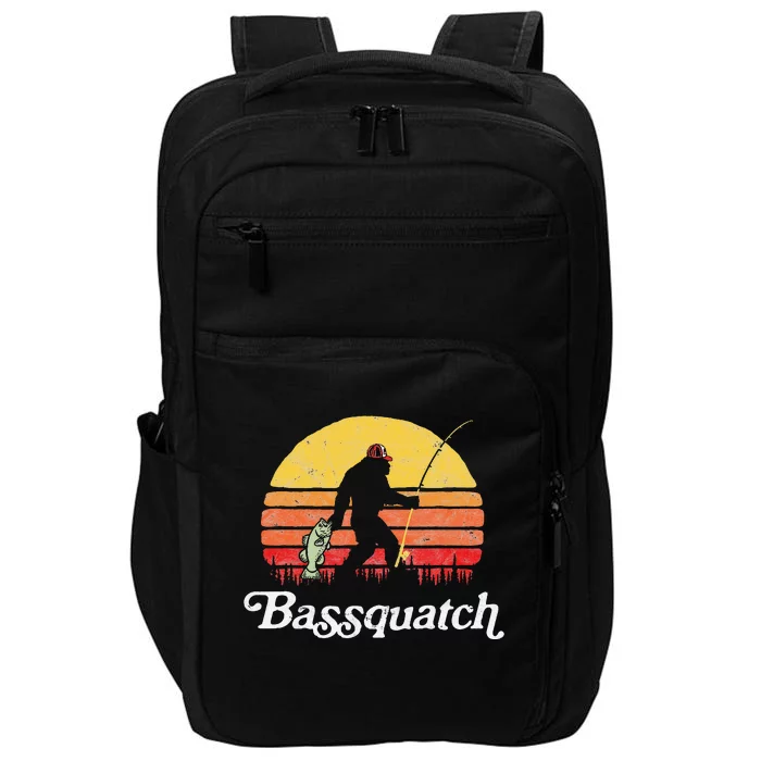 Bigfoot Fishing Shirt Funny Retro Sasquatch Dad Impact Tech Backpack