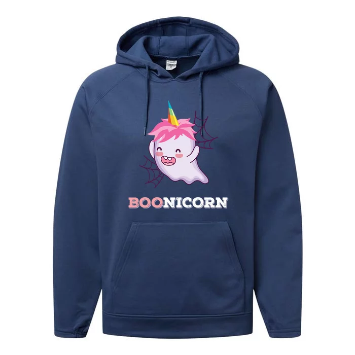 Boonicorn Funny Spooky Boo Ghost Unicorn Halloween Costume Meaningful Gift Performance Fleece Hoodie