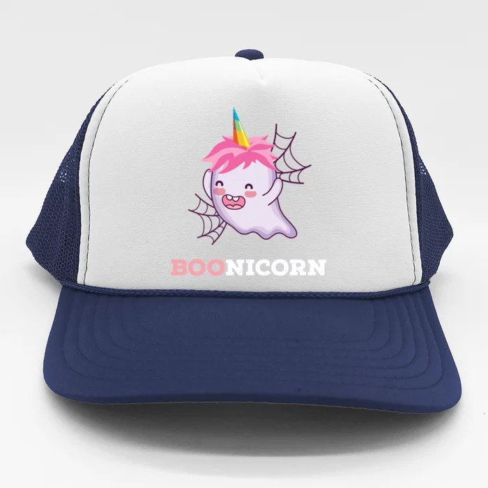 Boonicorn Funny Spooky Boo Ghost Unicorn Halloween Costume Meaningful Gift Trucker Hat