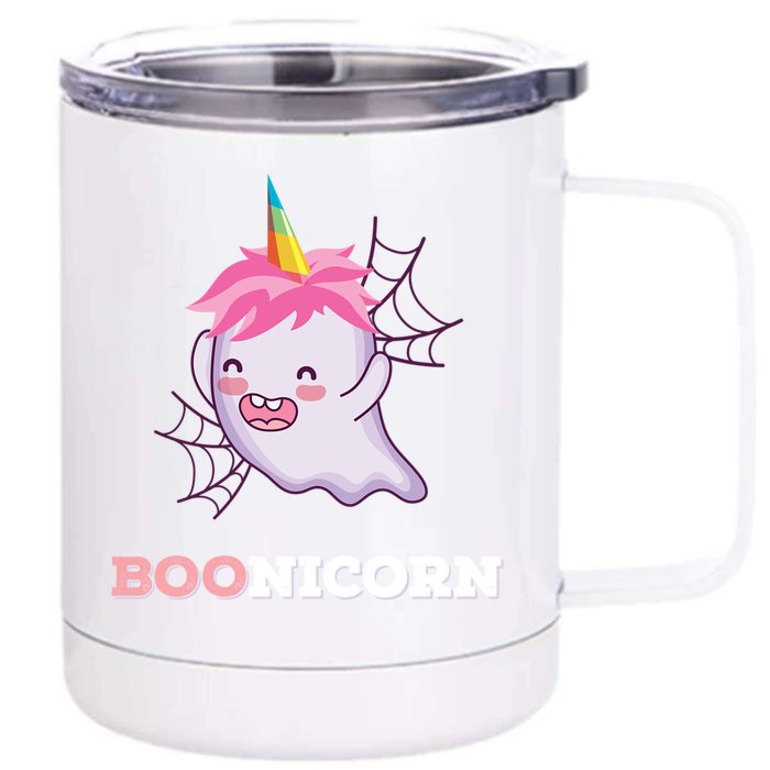 Boonicorn Funny Spooky Boo Ghost Unicorn Halloween Costume Meaningful Gift Front & Back 12oz Stainless Steel Tumbler Cup