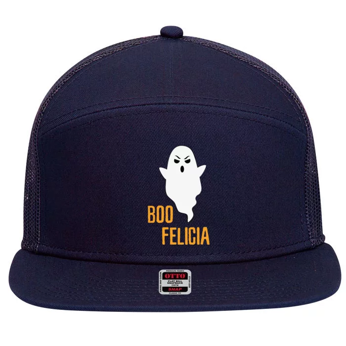 BOO FELICIA Spooky Hilarious Halloween Funny Phrase! 7 Panel Mesh Trucker Snapback Hat