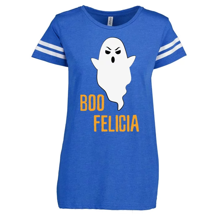 BOO FELICIA Spooky Hilarious Halloween Funny Phrase! Enza Ladies Jersey Football T-Shirt