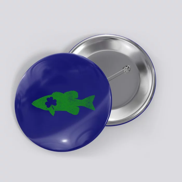 Bass Fishing St Patrick's Day Shamrock Fisher Dog Gift Button