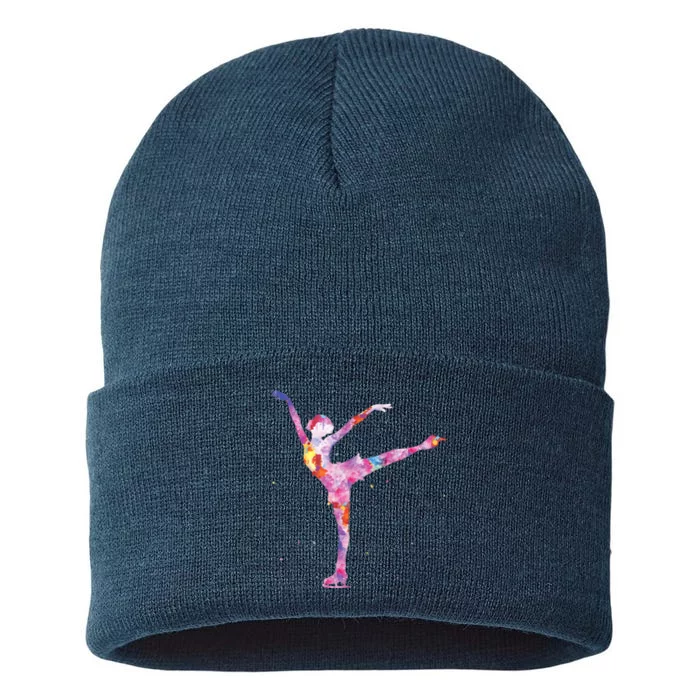 Beautiful Figure Skater Girl Gift Idea Figure Ice Skating Sustainable Knit Beanie