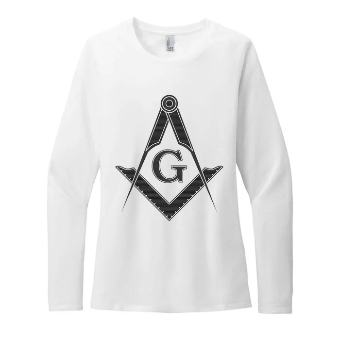 Black Freemason Square And Compass Master Mason Womens CVC Long Sleeve Shirt