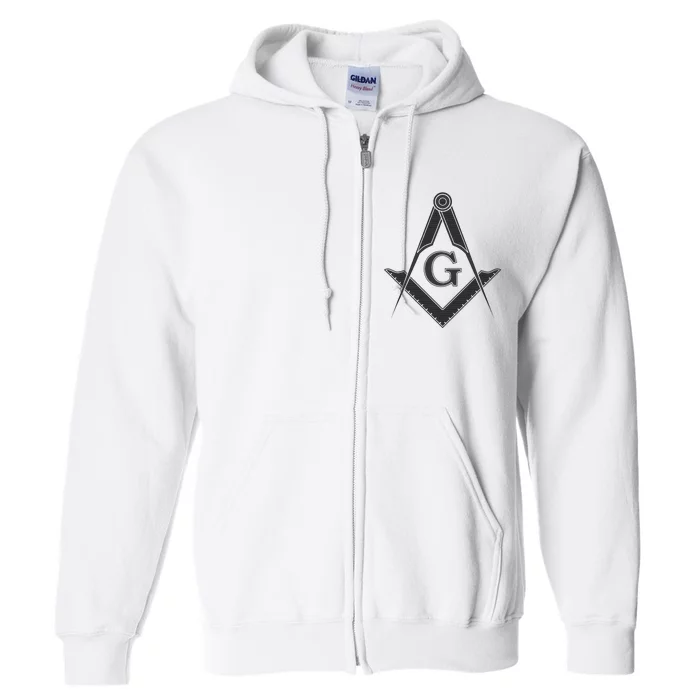 Black Freemason Square And Compass Master Mason Full Zip Hoodie