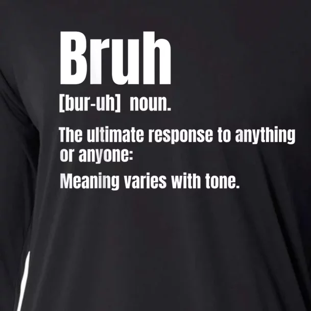 Bruh Funny Saying Sarcastic Novelty Letter Graphic Casual Cooling Performance Long Sleeve Crew