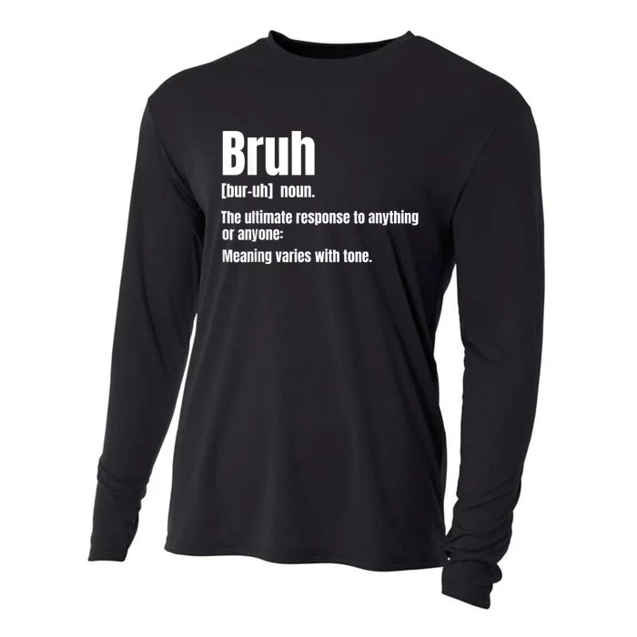 Bruh Funny Saying Sarcastic Novelty Letter Graphic Casual Cooling Performance Long Sleeve Crew