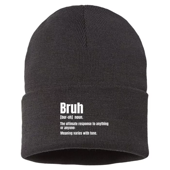 Bruh Funny Saying Sarcastic Novelty Letter Graphic Casual Sustainable Knit Beanie