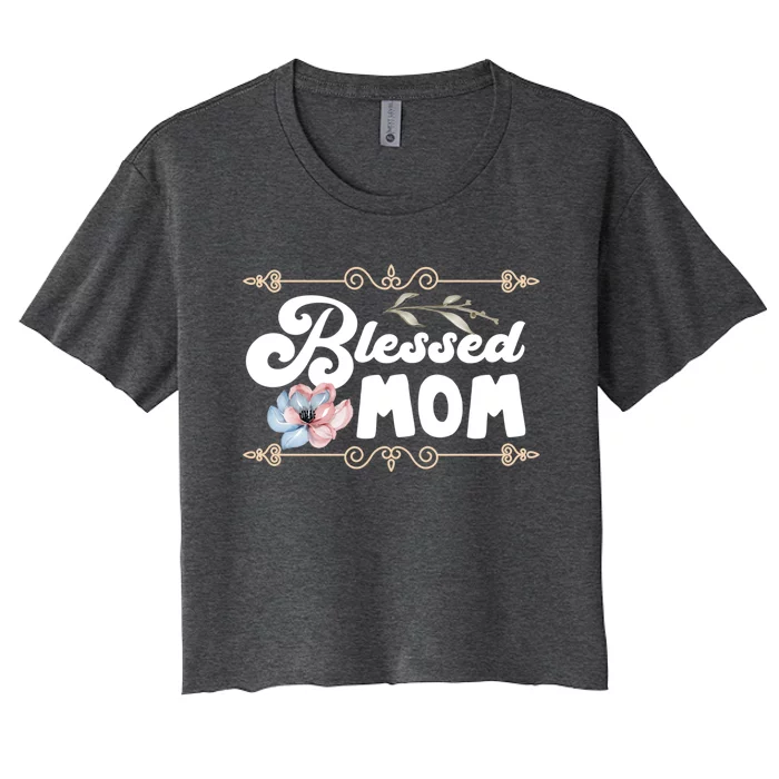 Blessed Family Thanksgiving Turkey Day Vintage Blessed Mom Gift Women's Crop Top Tee