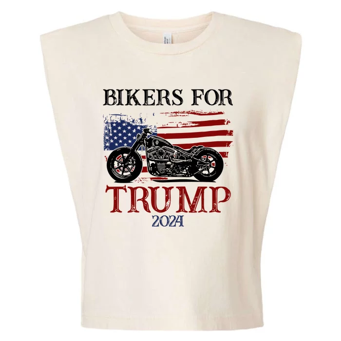 Bikers For Trump 2024 American Flag Vintage Garment-Dyed Women's Muscle Tee