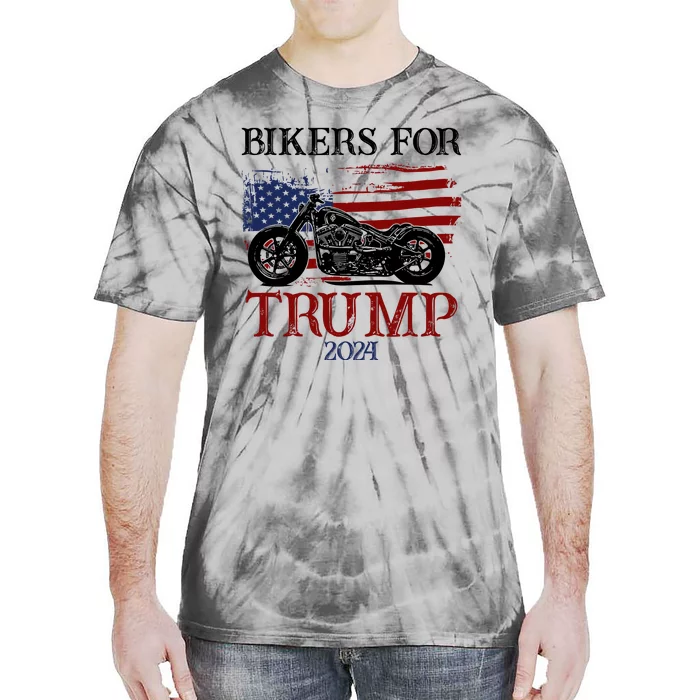 Bikers For Trump 2024 American Flag Vintage Tie-Dye T-Shirt