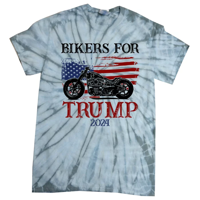 Bikers For Trump 2024 American Flag Vintage Tie-Dye T-Shirt