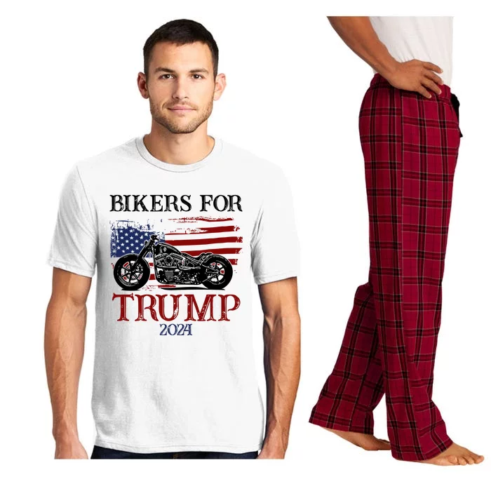 Bikers For Trump 2024 American Flag Vintage Pajama Set