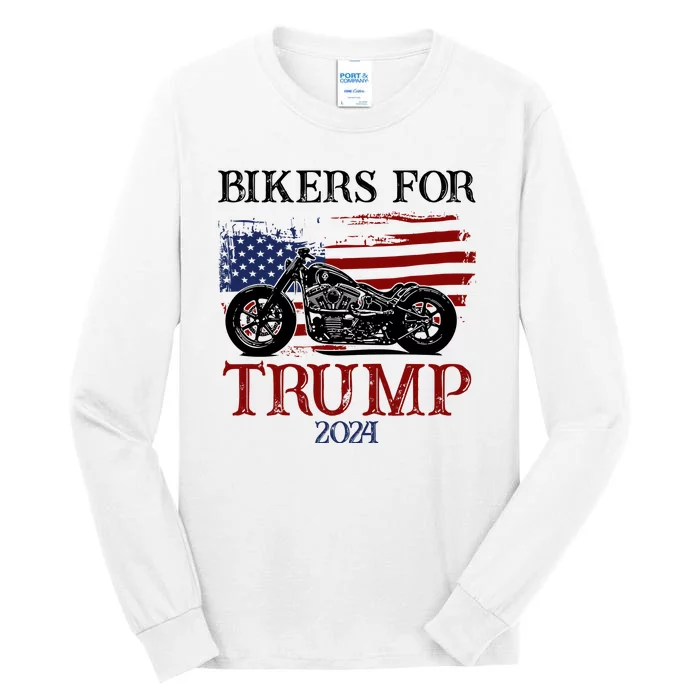 Bikers For Trump 2024 American Flag Vintage Tall Long Sleeve T-Shirt