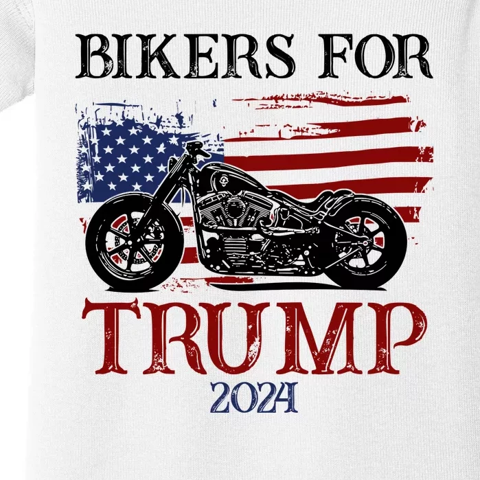 Bikers For Trump 2024 American Flag Vintage Baby Bodysuit