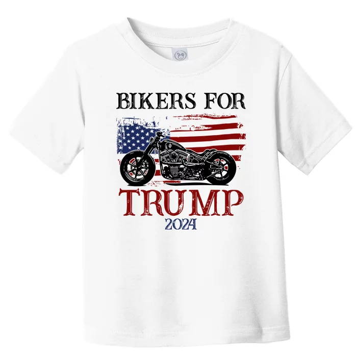 Bikers For Trump 2024 American Flag Vintage Toddler T-Shirt