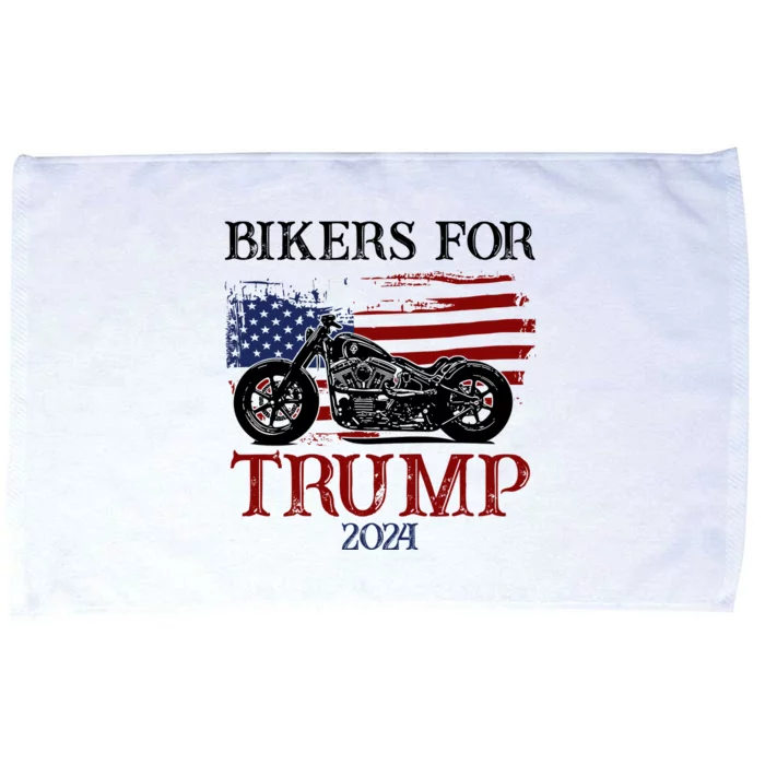 Bikers For Trump 2024 American Flag Vintage Microfiber Hand Towel