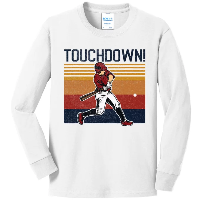 Baseball Football Touchdown Sports Humor Home Run Kids Long Sleeve Shirt