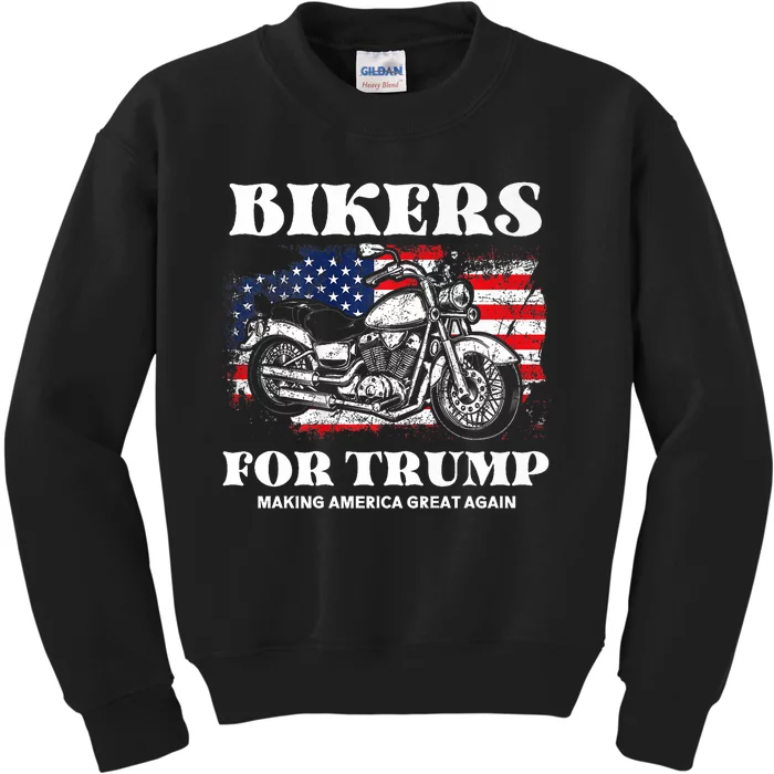 Biker For Trump 2024 Making America Great Again Kids Sweatshirt