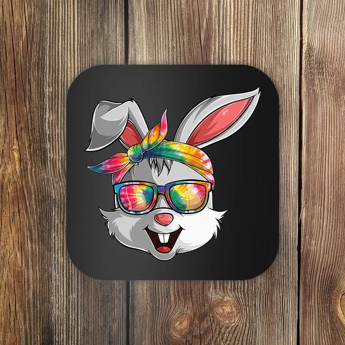 Bunny Face Tie Dye Glasses Easter Day Coaster