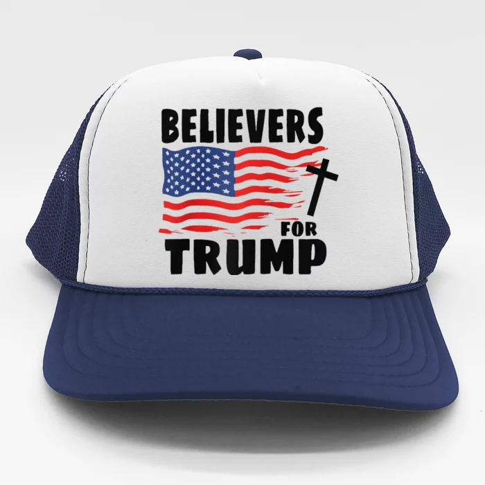 Believers For Trump Christians For Trump 2024 Raglan Trucker Hat