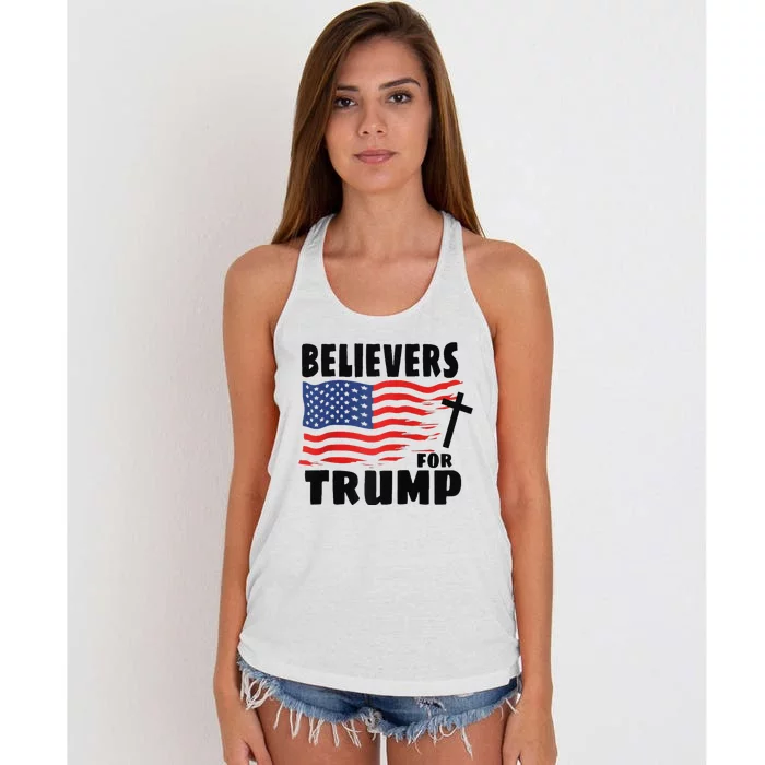 Believers For Trump Christians For Trump 2024 Raglan Women's Knotted Racerback Tank