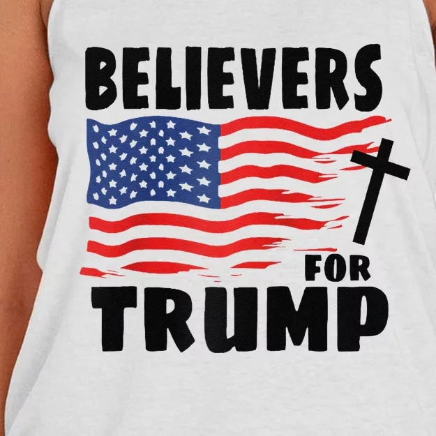 Believers For Trump Christians For Trump 2024 Raglan Women's Knotted Racerback Tank