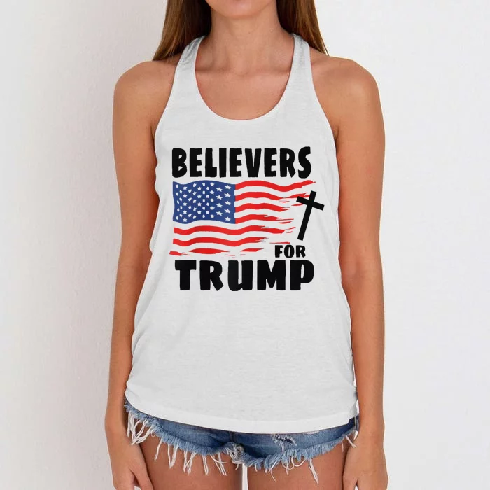 Believers For Trump Christians For Trump 2024 Raglan Women's Knotted Racerback Tank